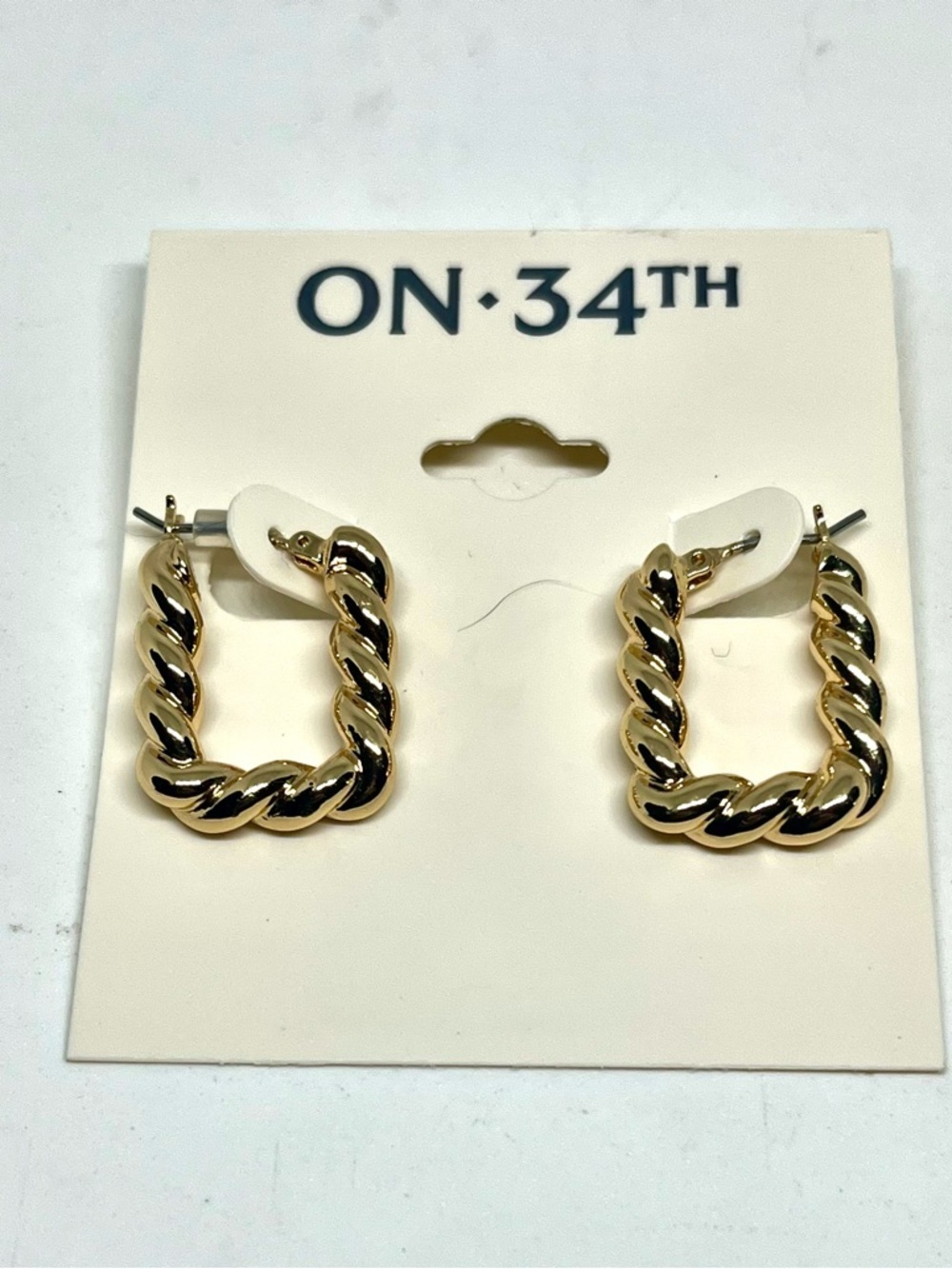 On 34th Twisted Square Hoop Earrings NWT
